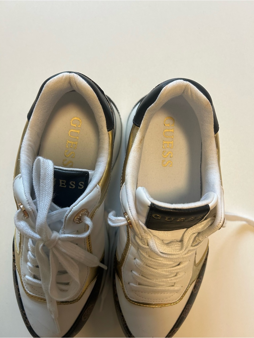 Guess White Gold Accent Women's Athletic Sneakers - Picture 5 of 5